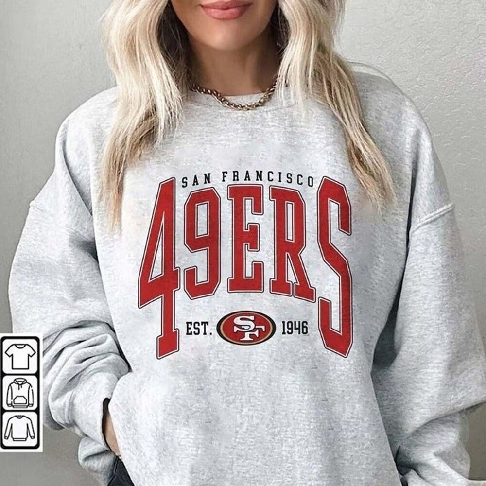San Francisco 49ers Crewneck Sweatshirt SF Retro Football Niners Fan Gift 17